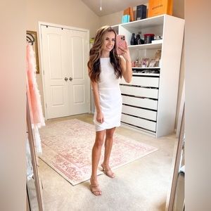 White high neck mini dress